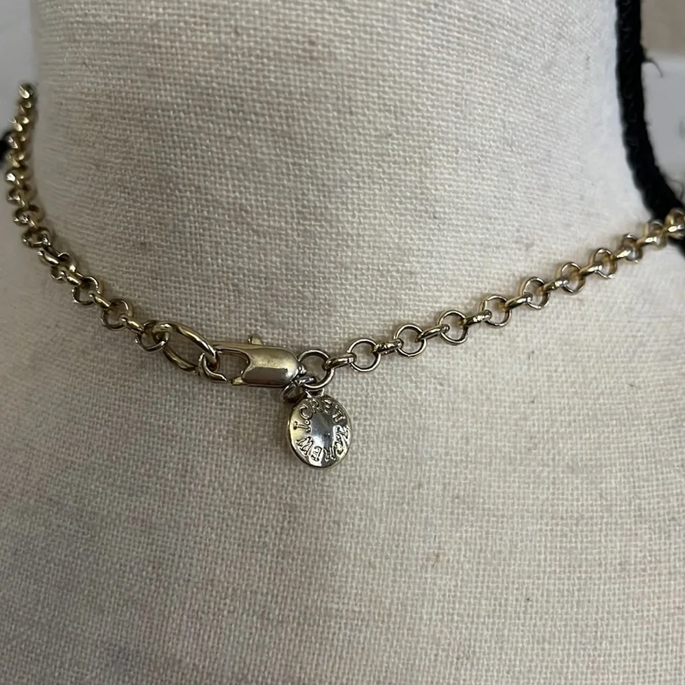 J.Crew bright orange beads with gold tone  statement necklace 9.5”